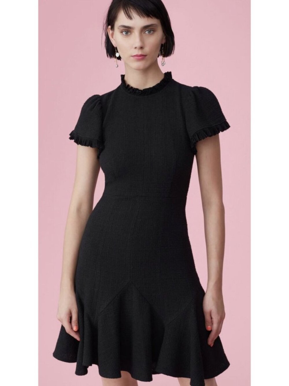 NEW Rebecca Taylor Black Tweed Dress Size 2 Designer Mini